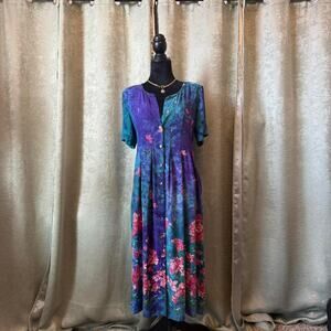 Vintage Watercolor Floral Dress